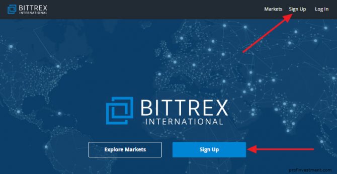регистрации на официальном сайте bittrex