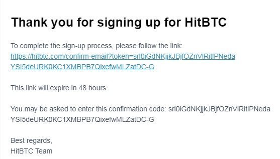 Регистрация на HitBTC