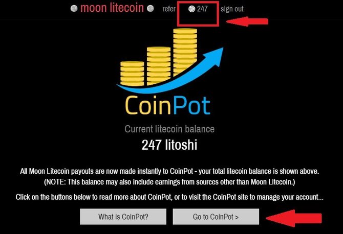 Вывод монет с Moon Litecoin